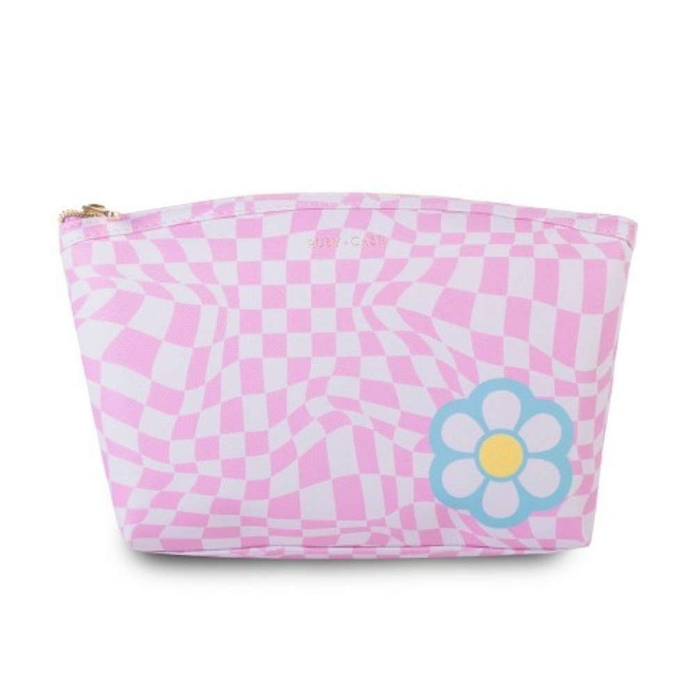 Ruby+Cash checkered floral makeup pouch